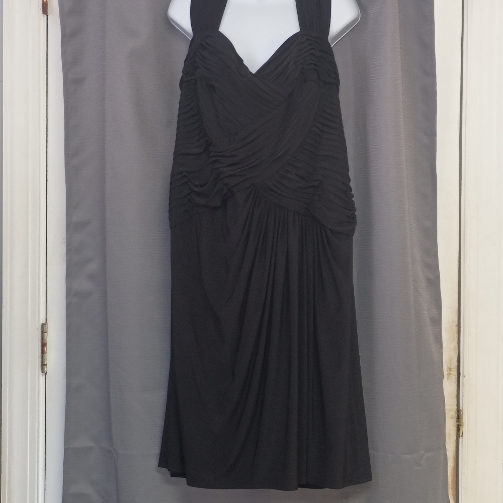 ❤️Amazing TADASHI COLLECTION TOO Black Ruched Evening Cocktail Sheath Dress 1X